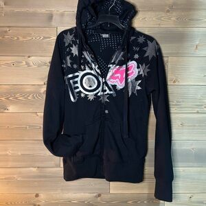 Fox Racing Women’s Black and Pink Hoodie Reversible Jacket Small/Medium